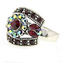 Ruby Flower Silver Tone Size 7 Ring