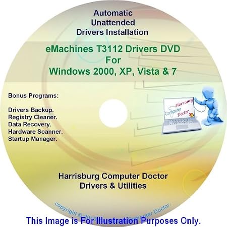eMachines T3112 Drivers DVD Disc eMachine T3112 - Windows, XP, Vista and 7 Driver Kits - Automatic Drivers Installation.