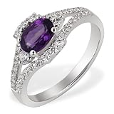 Goldmaid Damen-Ring PremiumShine 925 Sterlingsilber 1 Amethyst 40 Zirkonia PS R4076S