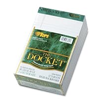 TOPS 63360 Docket Legal Ruled Perforated Pad, 16#, 5x8, White, 50 Sheets/Pad, 12/pack