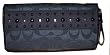 Coach Signature Sateen Studded Accordion Zip Around Wallet Clutch 46147 Black