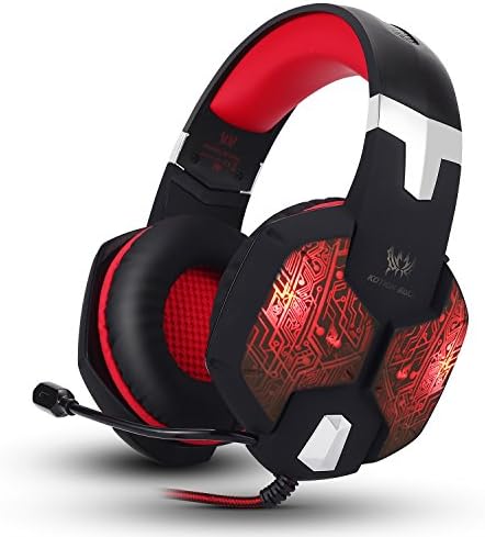 Kzon Gaming Headset Professional 3.5mm Stereo Over-ear Headphone Headband with 7 Colors Breathing LED Lighting for PC Computer Game With Noise Isolation &amp; Volume Control
