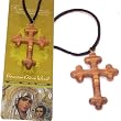 Byzantine olive wood extra-Smoothed Cross necklace ( 2 inches or 5 cm) - Necklace length is adjustable. Comes with Certificate.