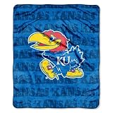 NCAA Kansas Jayhawks 50-Inch-by-60-Inch Micro Plush Raschel Throw "Grunge" Design