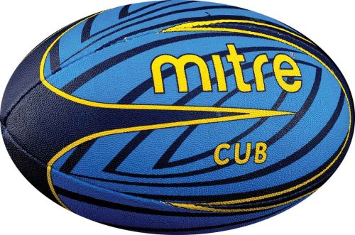 Mitre Cub 4p Rugby Ball - Blue/Yellow  Size 3