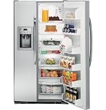 GE GSC22QGTWW 22.1 cu. ft. Counter-Depth Side by Side Refrigerator with 3 Glass Shelves, Gallon Door Storage, External Water/Ice Dispenser & Temperature Controls: White