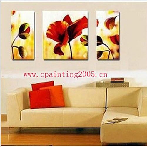 MovingMovie Home Decro Picture Hand Painted Group Pictures 3Piece Rose Art Paintings Flowers Paintings The Living Room Decoration Wall Art size (inch):12x16