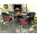Outdoor Patio Jefferson Black Wicker Dining Chair Red - Set of 4