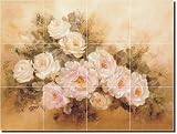 Burnished Roses by Carolyn Cook - Ceramic Tile Mural 12.75 x 17 Kitchen Shower Backsplash