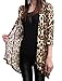 Allegra K Women Leopard Long Sleeve Open Front Boyfriend Cardigan
