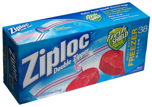 Ziploc Freezer Double Zipper Bags, 38-Count Box.