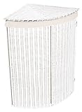 WHITE RATTAN AND CHROME CORNER LINEN BIN FOLDING