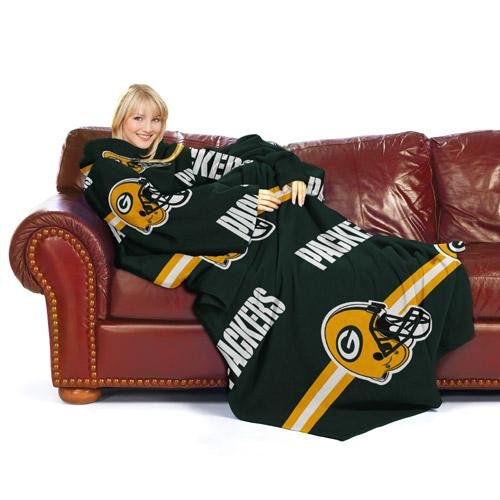 NFL Green Bay Packers Adult Comfy Throw, Officially Licensed Blanket with Sleeves 
