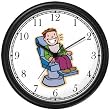 Happy Patient in Dentist Chair Wall Clock by WatchBuddy Timepieces (Black Frame)