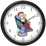 Happy Patient in Dentist Chair Wall Clock by WatchBuddy Timepieces (Black Frame)