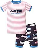 Hatley ハットレイ キッズ女の子 半袖半ズボンパジャマ(クジラさん) 4、100cm、4Y(104cm) マルチカラー 綿100% PJUOCWH015