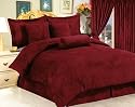 7 Pieces Solid Burgundy Red Microsuede Comforter/bed-in-a-bag Set Full-double Size Bedding