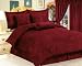 7 Pieces Solid Burgundy Red Micro Suede Comforter/bed-in-a-bag Set Queen Size Bedding