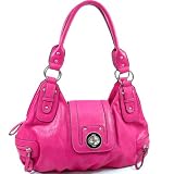 Designer Inspired Synthetic Leather Designer inspired shoulder bag – Hot Pink