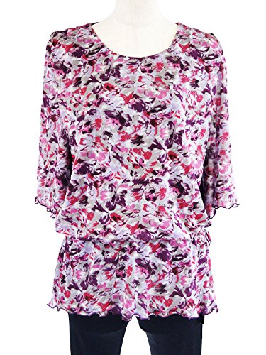 シルク チュニック シースルー ブラウジング 小花柄 7分袖 絹100％