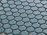 美濃焼モザイクタイル 19mm六角形 ターコイズ 19HEX64