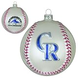 Pack of 2 MLB Colorado Rockies Glass Baseball Christmas Ornaments 3"