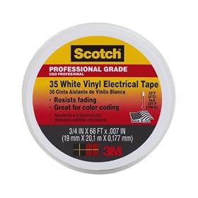 Scotch #35 Electrical Tape 10828-BA-10, 3/4-Inch by 66-Foot by 0.007-Inch, White