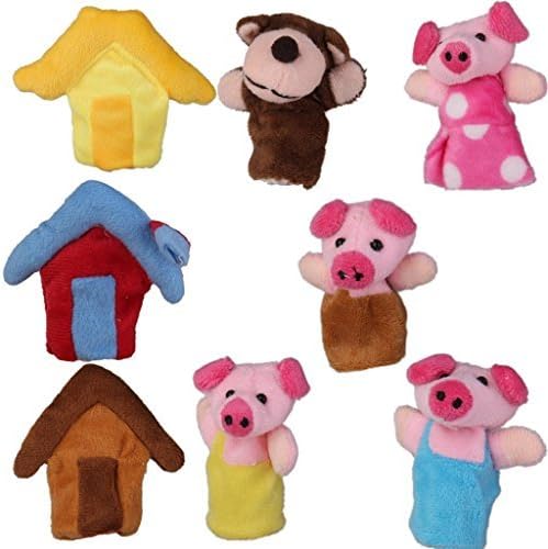 World Fairy Tale "The Three Little Pigs" 8Pcs Animal Finger Puppet Toy Educational Toys Storytelling Doll