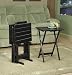5 pc tray table set with wood plank look and black rubbed finish