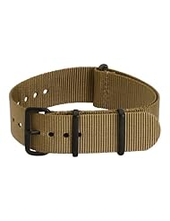 18mm Premium Classic PVD Nylon Solid Desert Tan - Easily Interchangeable Replacement Military Watch Strap / Band - Fits All Watches!!!