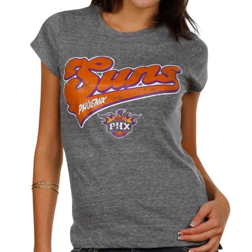 Phoenix Suns Ladies Roller Tailsweep Tri-Blend Crew T-shirt - Ash (Small)