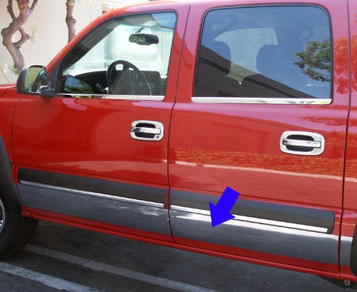 Made in USA! Compatible with 2007-2013 Chevy Silverado Crew Cab 5.8' Bed Rocker Panel Chrome Stainless Steel Body Side Moulding Molding Trim Cover 9" Wide 14PC