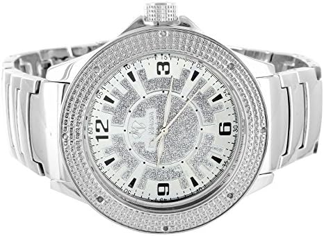 Elegant Mens Real Diamond Bezel Ice Mania Ice Time Techno Com Kc New Steel Watch