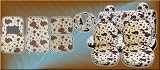 New Premium Grade 15 Pieces Tan Brown COW Print Low Back Front Car Seat Cover Rear Bench Cover with Head Rest Covers and 4 Pieces Floor Mats Set
