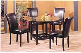 2 NEW BLACK LEATHER-LIKE PARSON CHAIRS WITH BLACK WOOD LEGS