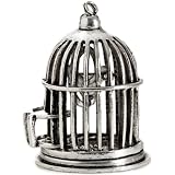 Blue Moon Tokens Metal Pendant, 1/Pkg, Antique Ox Silver Birdcage
