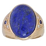 Lapis Lazuli, Blue Sapphire & Diamond Men's Ring in 14K Yellow Gold by Designer Michael Valitutti - FREE Shipping