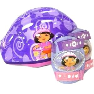 Click here to buy Dora Micro Bicycle Helmet and Protective Pad Value Pack (Toddler).