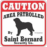 Dog Yard Sign Caution Area Patrolled By Saint Bernard Security Company