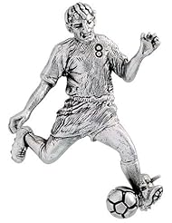 Sterling Silver Soccer Player "Striker / Forward" Brooch Pin, 1 5/8" (42mm) tall