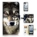 ( For iPhone 8 Plus / iPhone 7 Plus ) Flip Wallet Case Cover & Screen Protector Bundle - A21376 Red Eye Wolf