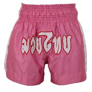 Thai Boxing Shorts Muay Thai Kick Boxing Short Kickboxing Martial Arts Contact Polyester Pink Large