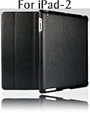 iPAD-2 Full Body Leather Back Slim Case Smart Cover Black With Folder Stand & Wake Sleep Magnet Feature+2 x FREE! Clear Screen Protector+FREE! Touch Silver Stylus Pen