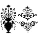 Flower Urn and Scrolls Silhouette Temporary Removable Wall Stickers, Black