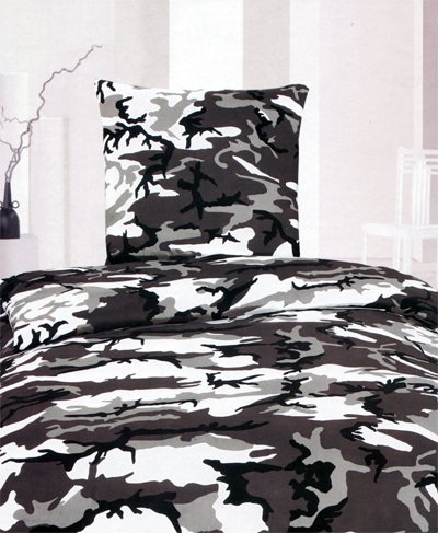 Camouflage Bettwäsche schwarz-weiss