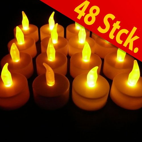 LED Teelicht Teelichter Batterie 48Stück