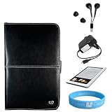 Barnes and Nobles Nook eReader Black Case + Screen Protector + Black Wall Charger + Black Headset + Wristband