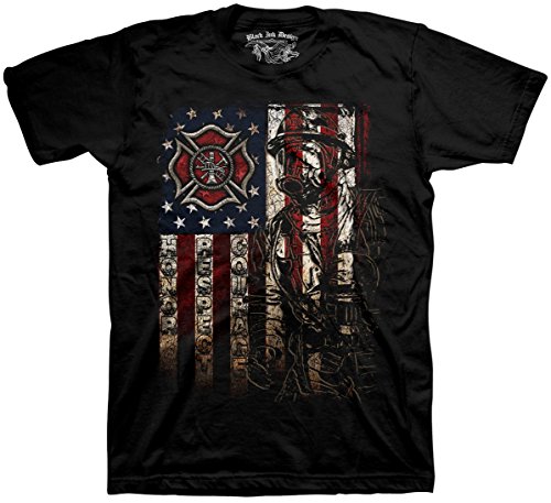 Black Ink Men's Firefighter - American Flag T-shirt