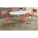 Set of 2 50's Retro Nostalgic Style Dining Chairs w Rose Covered Cushioned by visiondecor Furniture