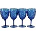 Set of 4 Le Cadeaux Break Resistant Drinkware Wine Glasses, Blue